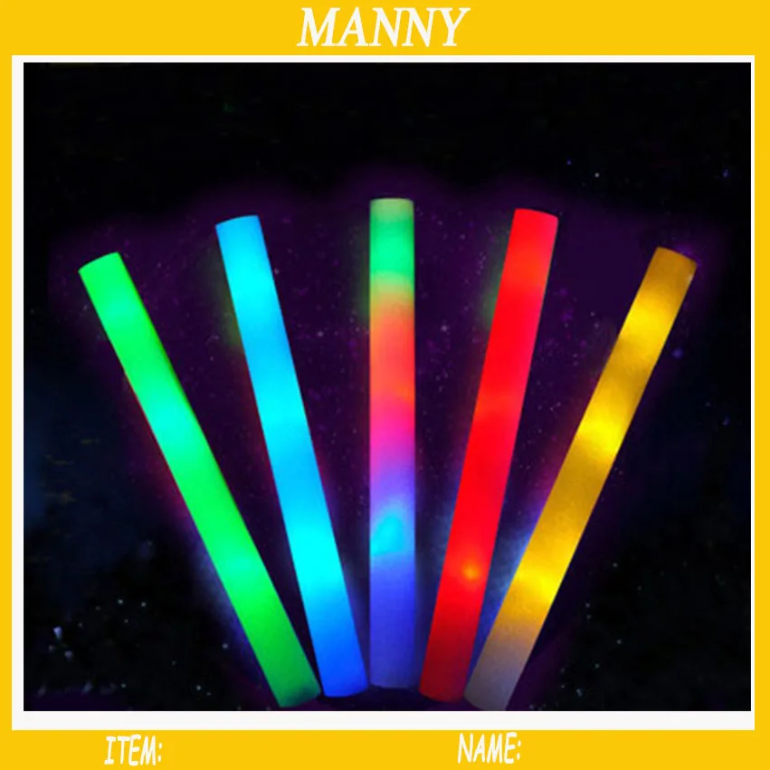 1000pcs/lot Free Shipping Colourful Led Foam Stick Flashing Glow Sticks