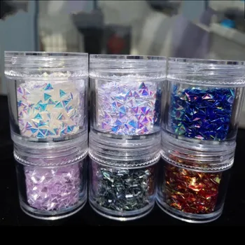 

1 Box (=10g) AB Chameleon Unicorn Glitter Sequins 3D Triangle Nail Confetti for Nail Art Decorations Nail Flakes UV Gel Polish