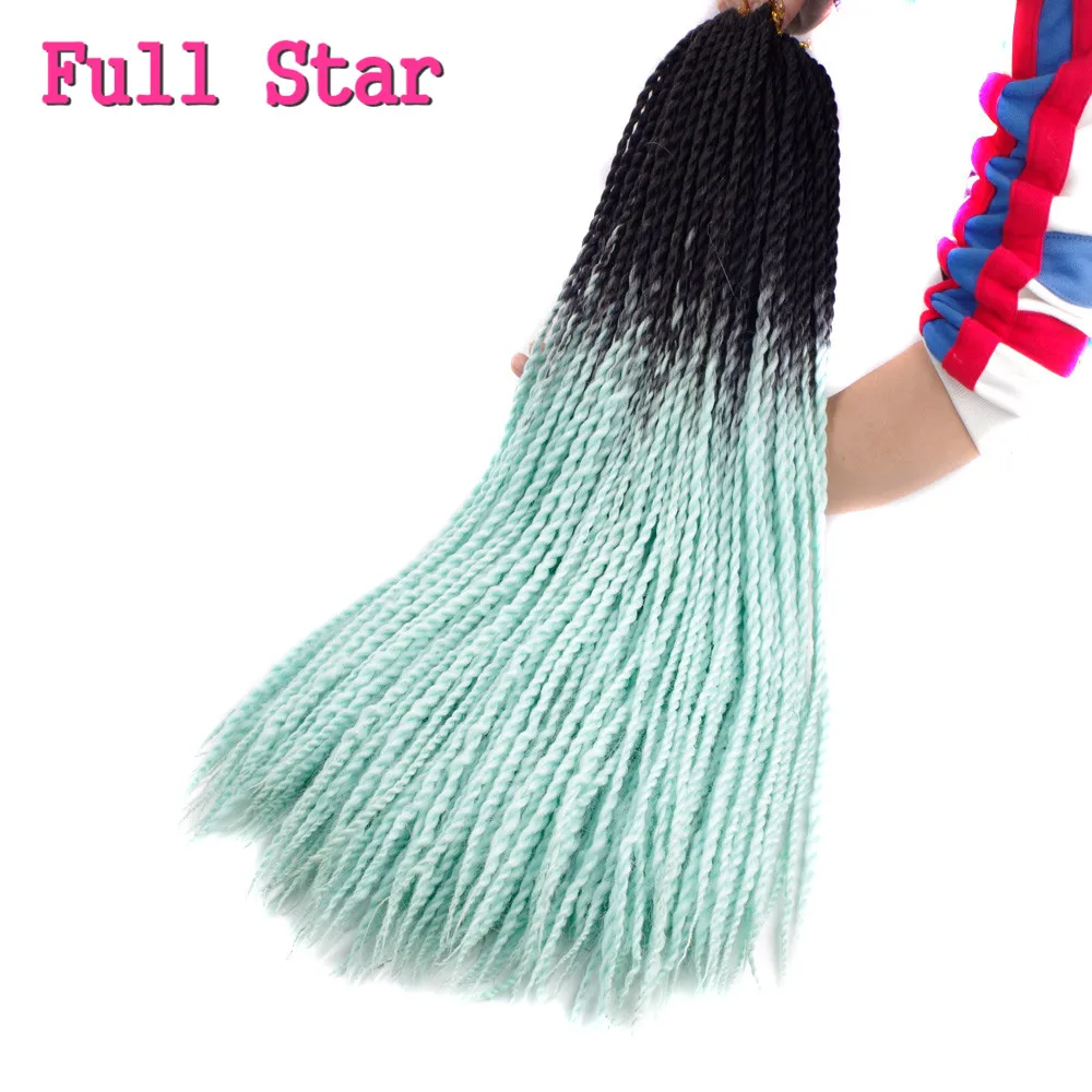 

Senegalese Twist Ombre Crochet Braids 20 inch 1 pack 20 Strands Black pink Grey purple Color Full Star Synthetic Hair Extensions
