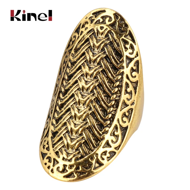 Kinel Charm Big Finger Ring Vintage Look 2018 Fashion Gold Rings For Women Class Kinel Charm Big Finger Ring Vintage Look 2018 Fashion Gold Rings For Women Class