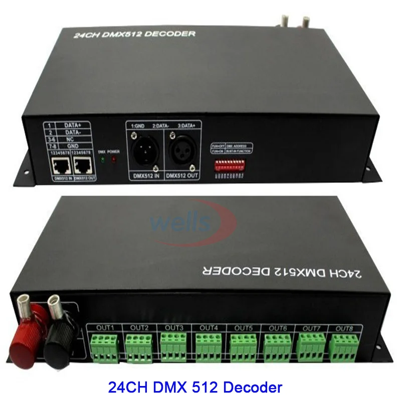 

24CH DMX 512 Digital Signal Controller RGB LED Light Decoder Dimmer DC 12V-24V micro-computer control technology