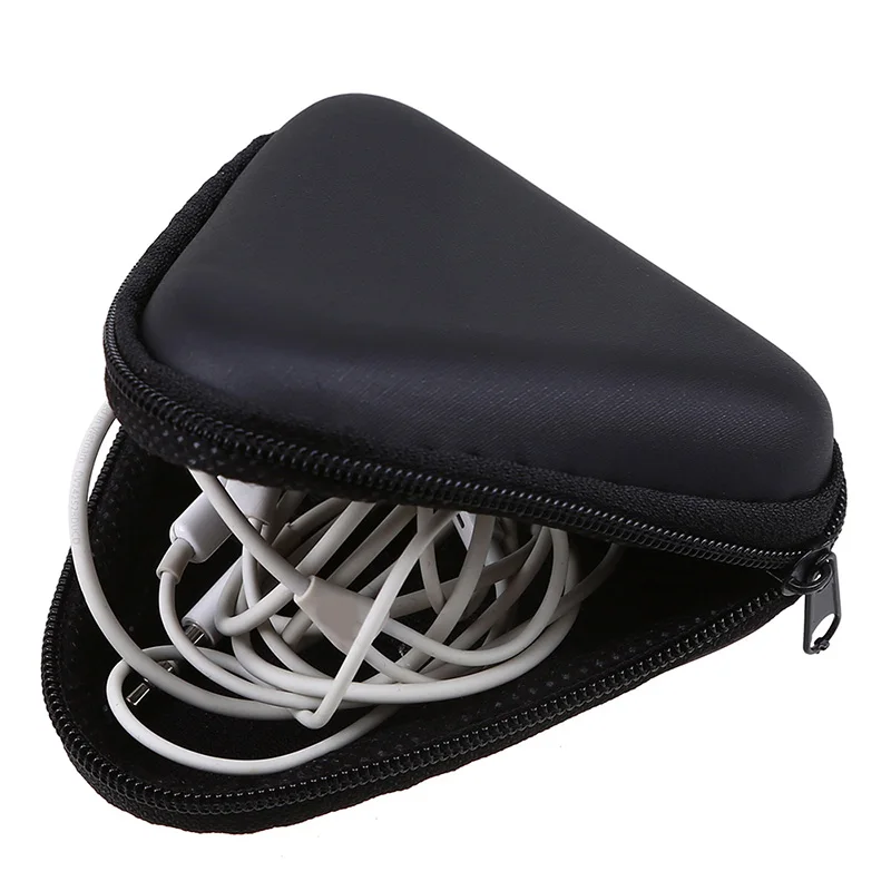 

Portable Mini EVA Earphone Wire Storage Bag Travel Round Triangle Headset Data Line Earbuds Headphone Jewelry Coin Box Organizer