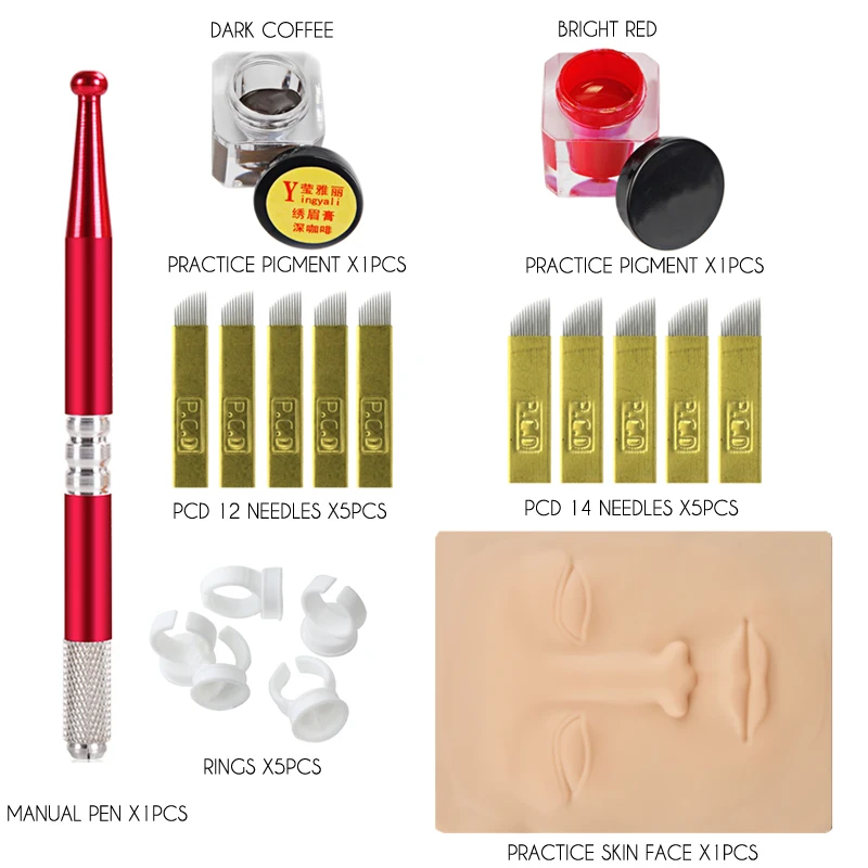 

Microblading Eyebrow Tattoo Kit Permanent Makeup Microblading Set Practice Tattoo Pigment Microblading neddles Tattoo Pen Set