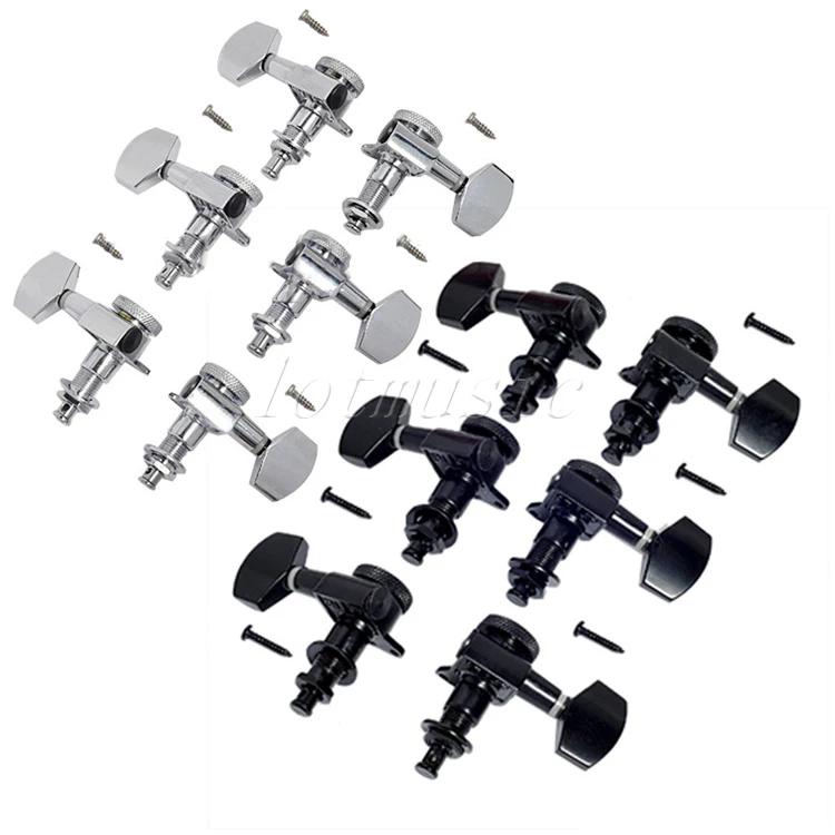 

2Sets of 3R3L Locking Guitar Tuners Pegs Machine Heads-Chrome+Black