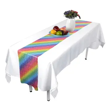 

30*270 CM 30*180 Cm Rainbow Color Table Runner Wedding Party and Other Festivals Table Decoration Tablecloth Dropshipping