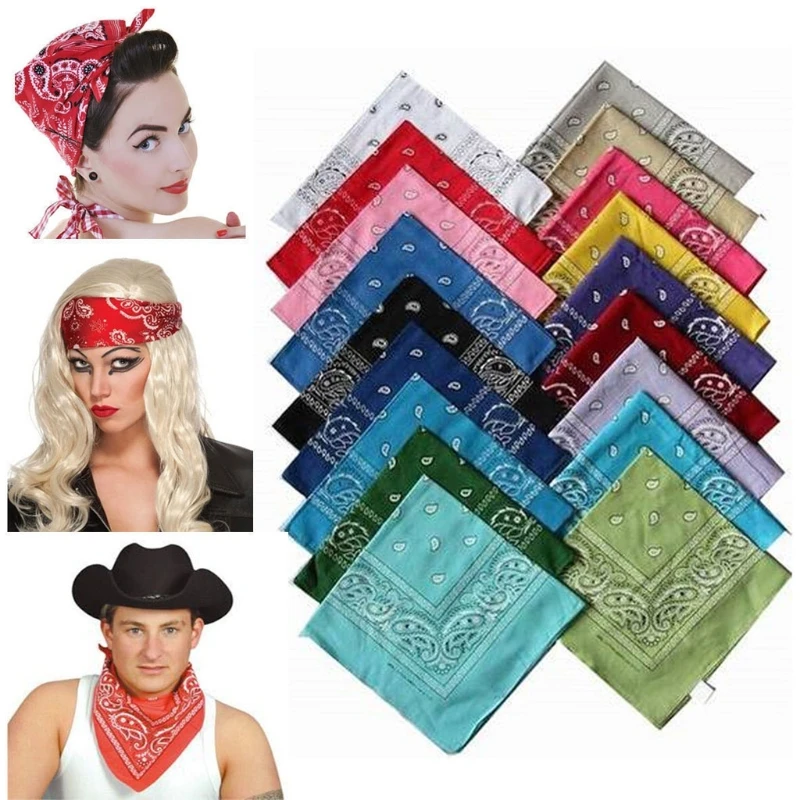 

New Fashion Bandana Paisley Printed Handkerchief Mask Scarf Biker Face Head Wrap Scarf Shawl Lady Women Headwear Accessories