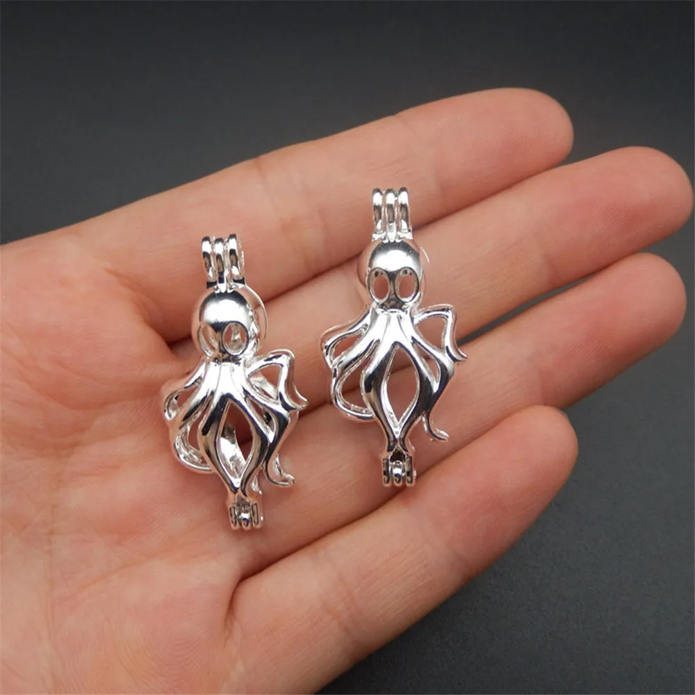 

10pcs silver-plated octopus pearl cage jewelry, making pearl cage pendant oil dispersing pearl small gifts exquisite ornaments.
