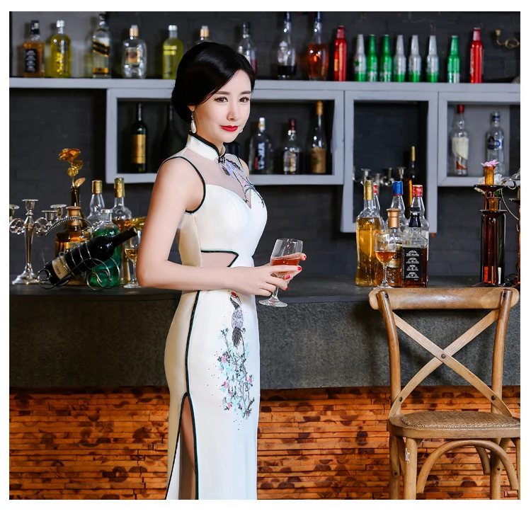 Новинка, сексуальное длинное китайское традиционное вечернее платье, женские восточные платья, большие размеры, современное свадебное платье Ципао