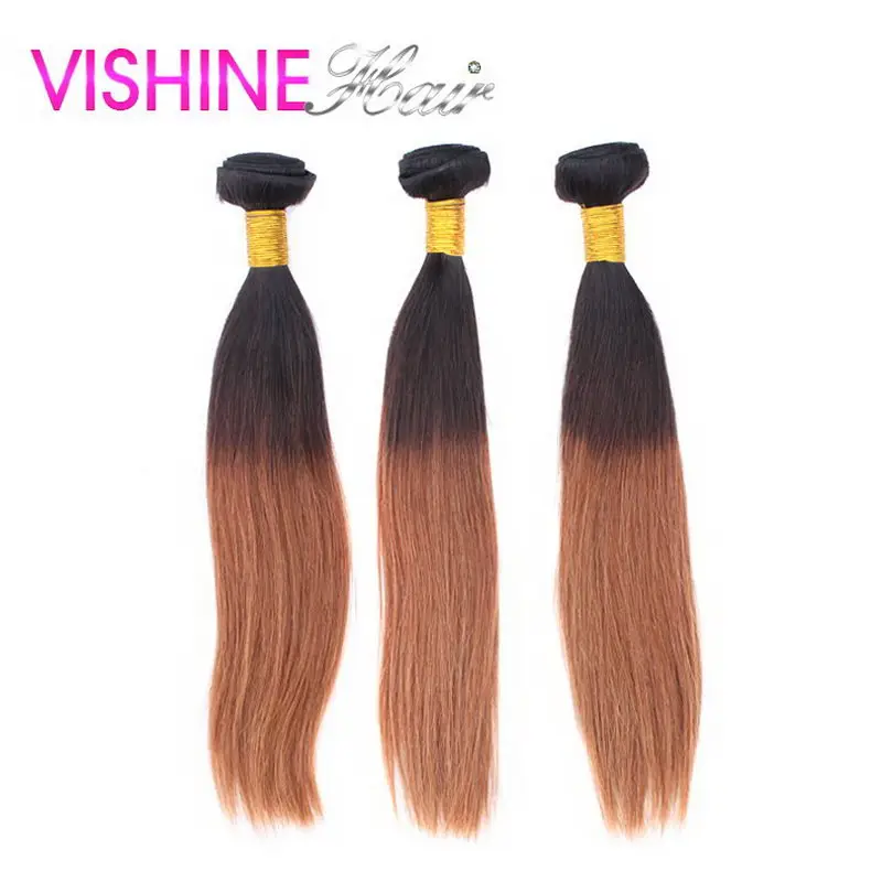 

Vishine New Arrival Ombre Brazilian Virgin Hair Straight 4Pcs Hair Weave Bundles Ombre Brazilian Hair Extensions Ms Lula Hair