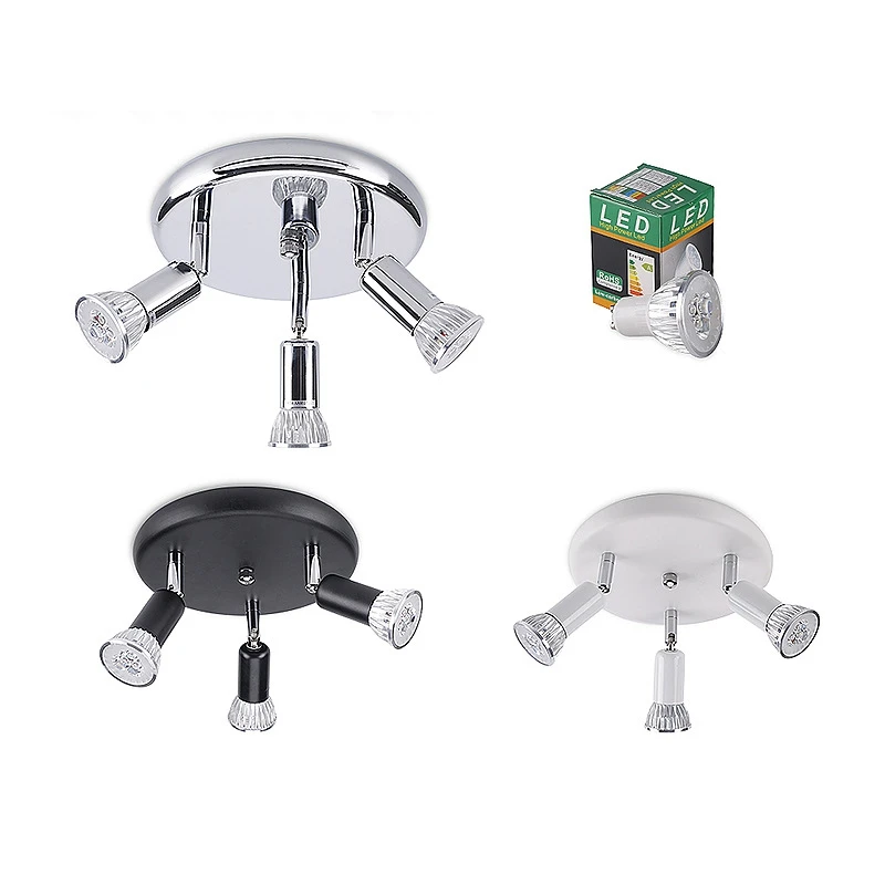 

1pcs Modern Nordic 3 Head Round Ceiling Spotlight Direction Adjustable Bar Spot Lamp 3 X 9W GU10 LED Bulbs Warm White Lights