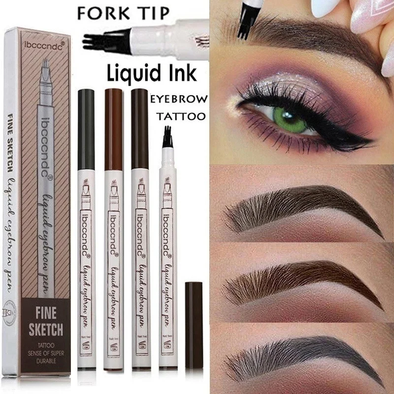 

1PC 3 colors Eyebrow Pencil Waterproof Fork Tip Eyebrow Tattoo 3 Head Pen Fine Sketch Liquid Eyebrow Enhancer Dye Tint Pen Tool