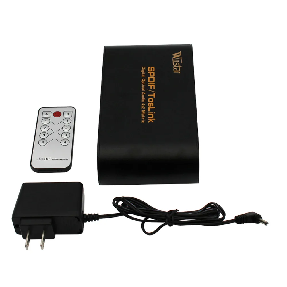 SPDIF 4x2 MATRIX Spdif Matrix 4*2 4 Ways of Optical Fiber Signal Input Split or Switch to 2Sets of SPDIF Signal Receiving Device SPDIF 4x2 MATRIX Spdif Matrix 4*2 4 Ways of Optical Fiber Signal Input Split or Switch to 2Sets of SPDIF Signal Receiving Device