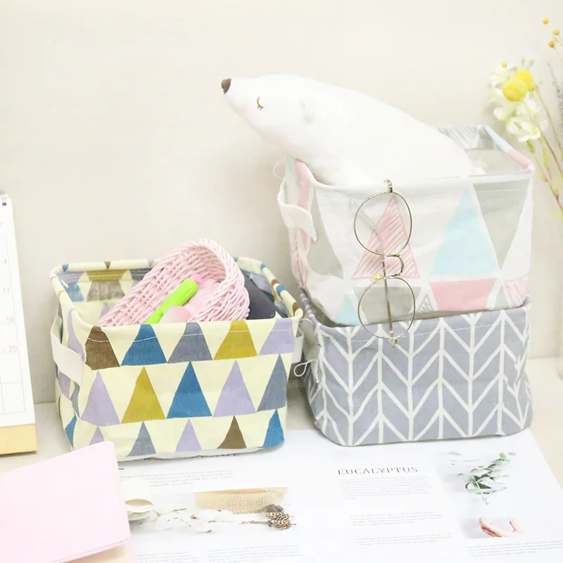 MICCK Foldable Desktop Storage Basket Sundries Storage Box Underwear Cosmetic Organizer Jewelry Scarf Socks Storage Basket Bags