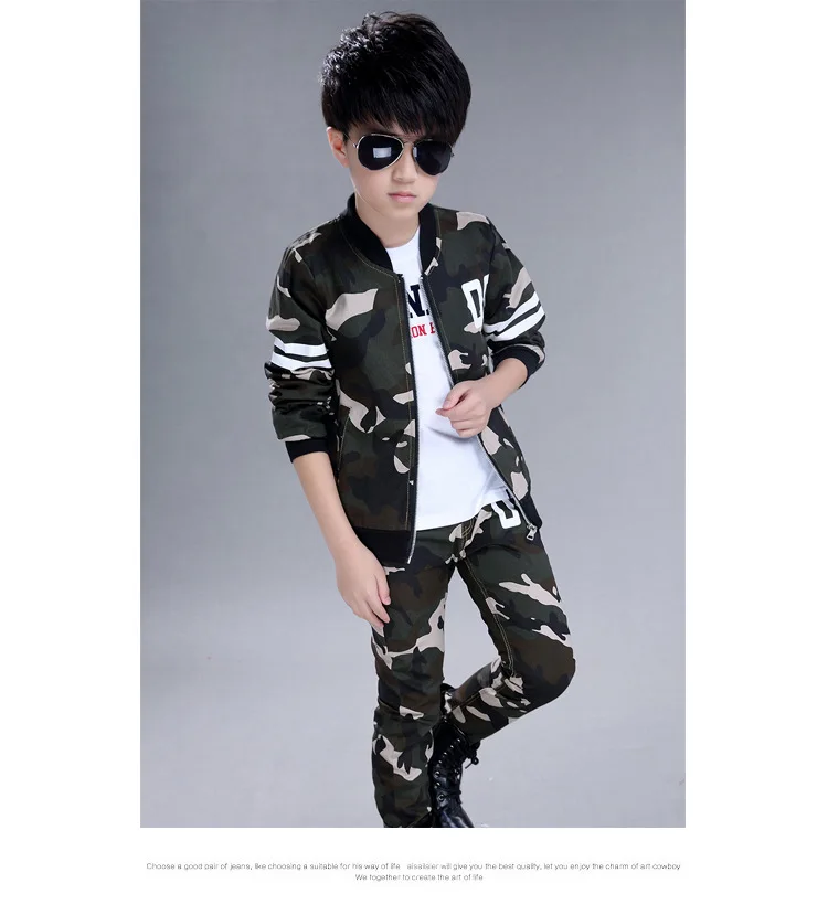 

Teen Boys Camouflage Clothes Set Top + Pants 2Pcs Outfits Set Children Boy Clothes
