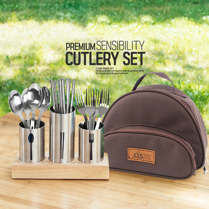 Outdoor Portable Tableware Stainless Steel Camping Tableware Camping
