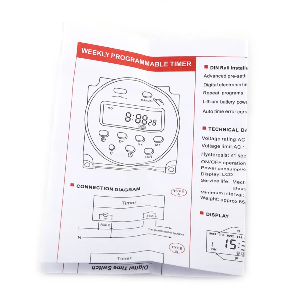Цифровой таймер с ЖК-дисплеем, электронный таймер 110 ВА, программируемый литиевый таймер 24 В/220 В/в, автоматический релейный таймер, Новинка