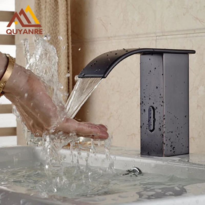 

Black Color Hands Free Automatic Sensor Faucet Bathroom Basin Faucet Only Cold Water Tap