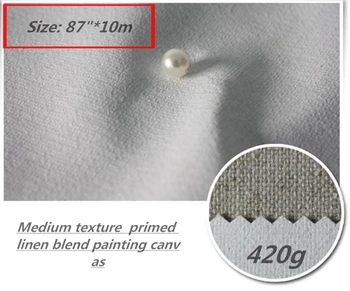 

87"*10m blank primed quality linen blend canvas roll with medium texture for artists 2.2m wide