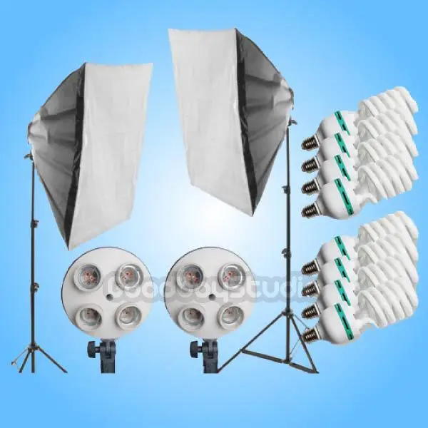 

4 Socket E27 Light Bulb 50x70cm Softbox 115W 5500K Bulb Continuous Video Lighting Kit 220V 230V 240V