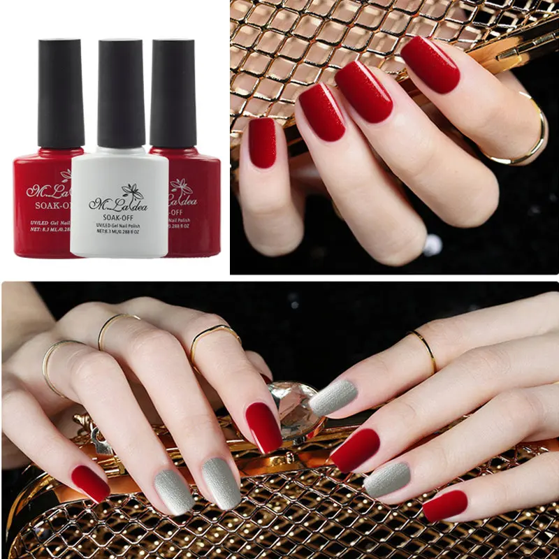 Günstige M. ladea 8,3 ML farben nagel glitter lack farbe flaschen sonnenschein Gel Polish UV Led Langlebige Gel Polnischen DIY Nagel kunst Gel