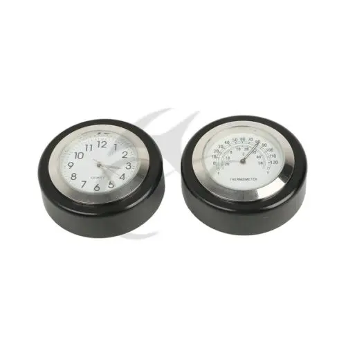 Motorcycle Windshield Windscreen Black Dial Temp Thermometer Clock For Harley