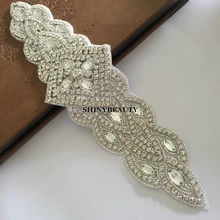 Shidianyi горный хрусталь и жемчуг бисером Свадебная аппликация с лентой на голову аппликация мотивы со стразами идеально сочетаются с нарядным Wedding-RA033-Y9513