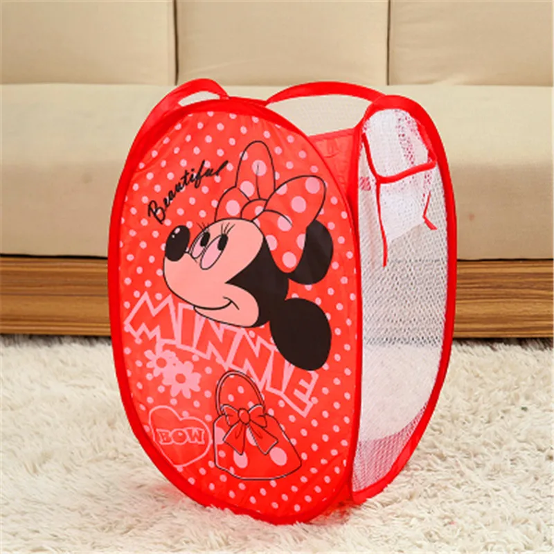 10 шт мультфильм тема Милая складная корзина для белья игрушка грудь для хранения портативная сетчатая корзина для белья - Цвет: Mickey