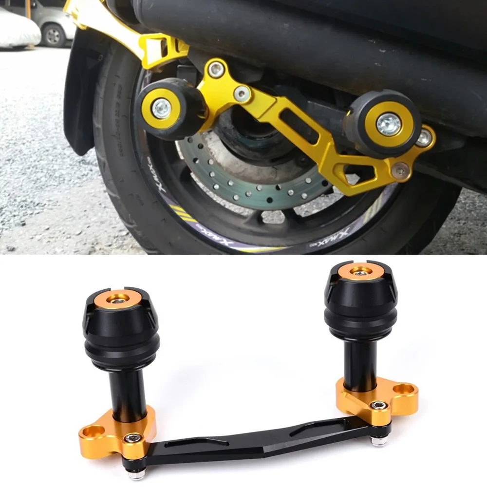 

Modified moto nmax xmax nvx rear crash slider guard axle muffler pipe frame sliders falling protection For xmax300 pcx150 forza
