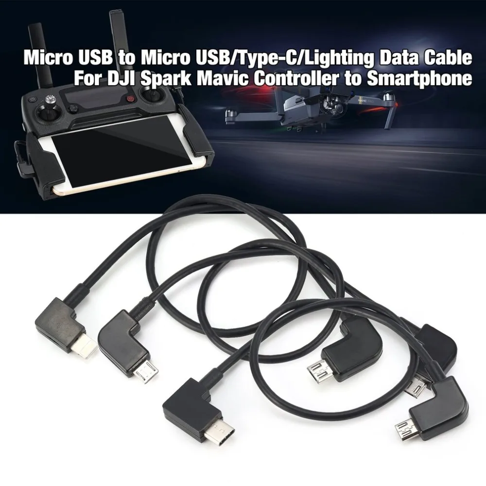 Data Cable For DJI Spark/MAVIC Pro/Mavic 2 Air Control Micro USB to Lighting/type C/Micro USB line for IPhone For Pad For xiaomi