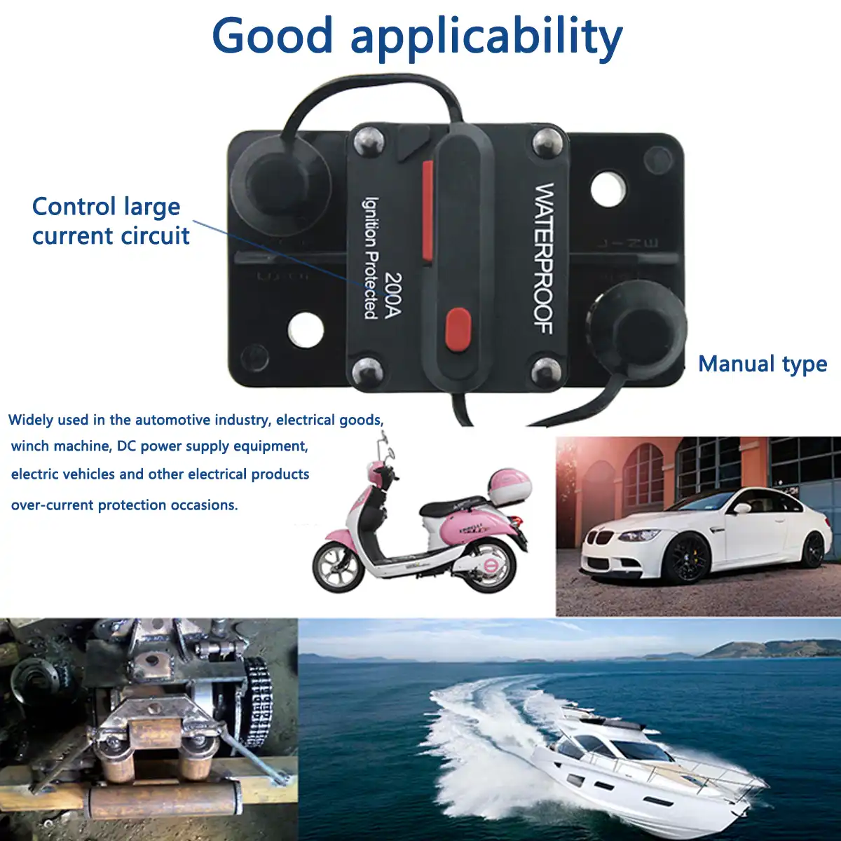 150A 140A Automobile Circuit Breaker Manual Reset Switch For 12V 24V 36V 48V Car