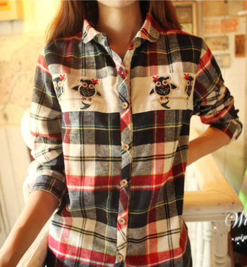 Nice New Spring Autumn Plaid font b Shirts b font font b Women b font Casual