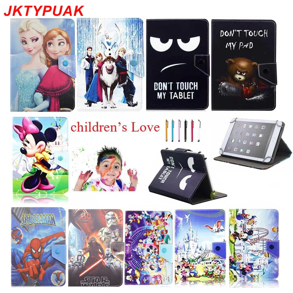 

JKTYPUAK Princess Mickey Minnie Star Wars Minions Batman Leather Case Cover Fit 7 inch Android Tablet Pad & for Ipad Mini 1 2 3