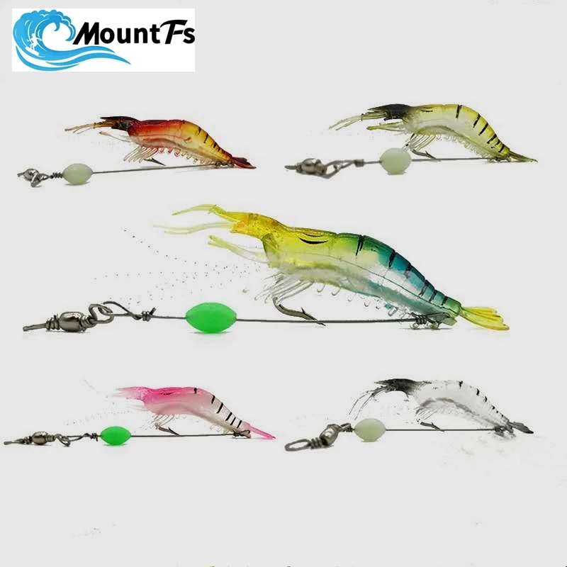 

5pcs/lot Shrimp Soft Lure 9cm/6g Fishing Artificial Bait With Glow Hook Swivels Anzois Para Pesca Sabiki Rigs Fishing Lure