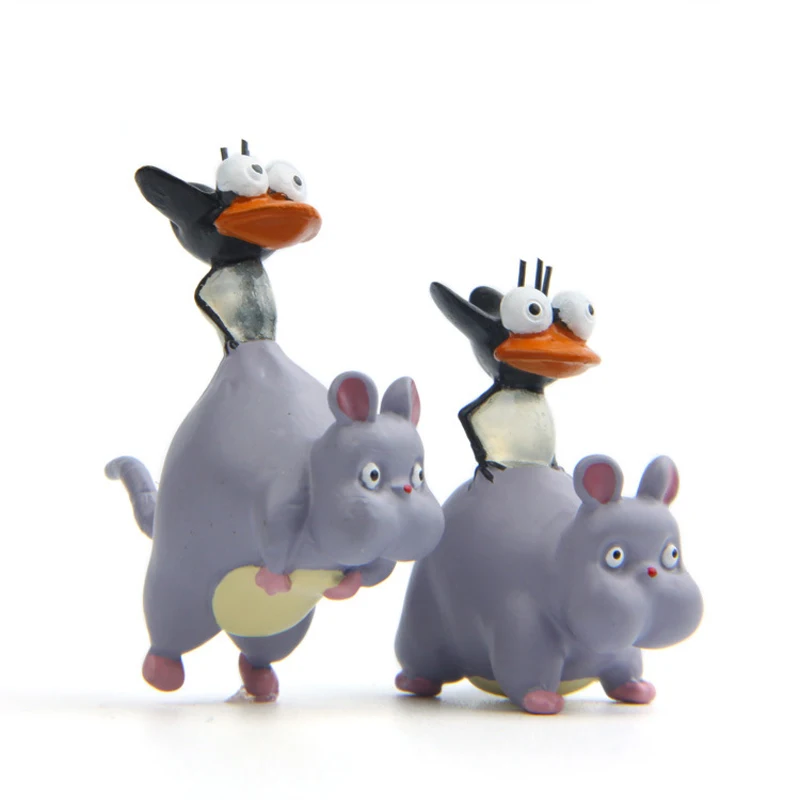 

2pcs/lot Kawaii Studio Ghibli Spirited Away Little Mouse & Fly Cute Figures Toys PVC Action Figure Collection Model Kids Toys