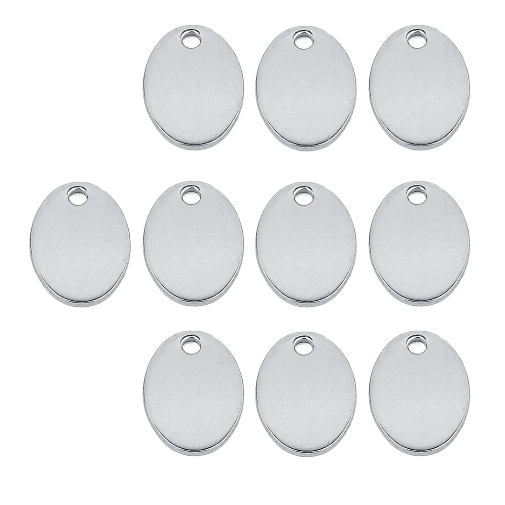 10 Pieces Metal Flat Oval Circle Blank Coin Stamping Charms Tag Pendants