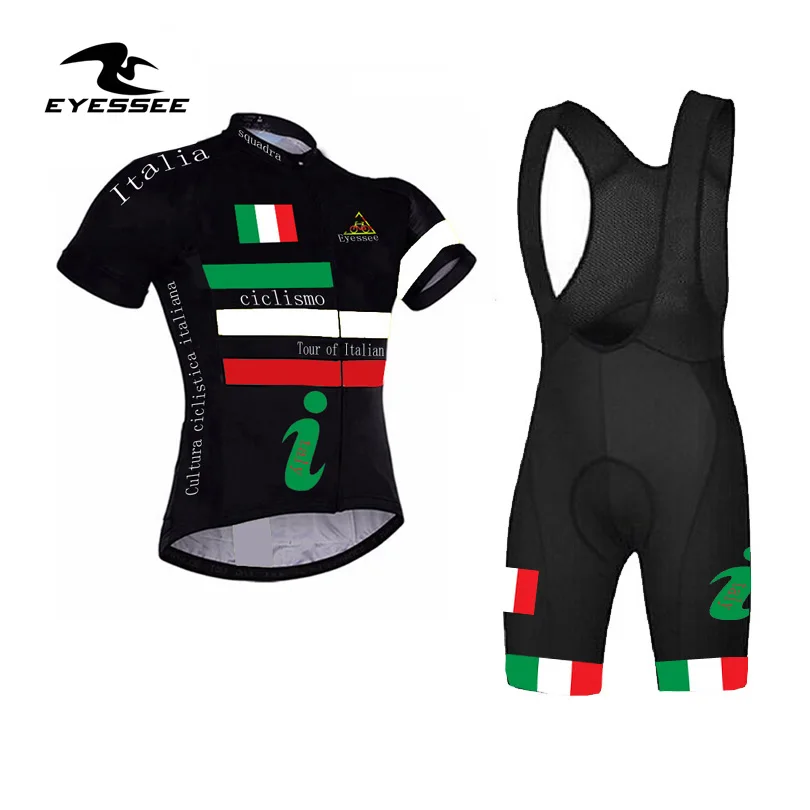Профессиональная Мужская итальянская велосипедная одежда ropa ciclismo Eyessee team competition дышащий короткий рукав Велоспорт Джерси костюм - Цвет: bib kits