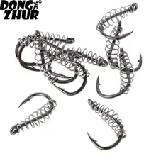 10 шт./лот Высокоуглеродистая сталь пружинный крючок колючий Вертлюг, карп джиг рыболовные крючки с отверстием для рыболовных снастей Аксессуары
