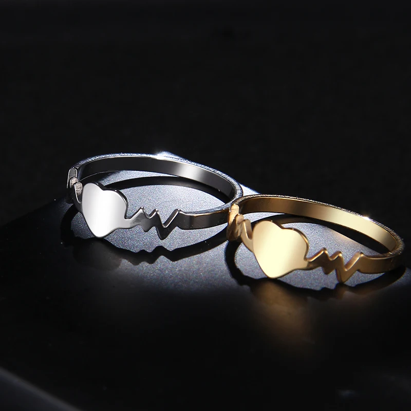CACANA Модные кольца для женщин золото/серебро кольцо персикового цвета с сердцем 316L нержавеющая сталь нежные свадебные Anillos полный размер 6-10
