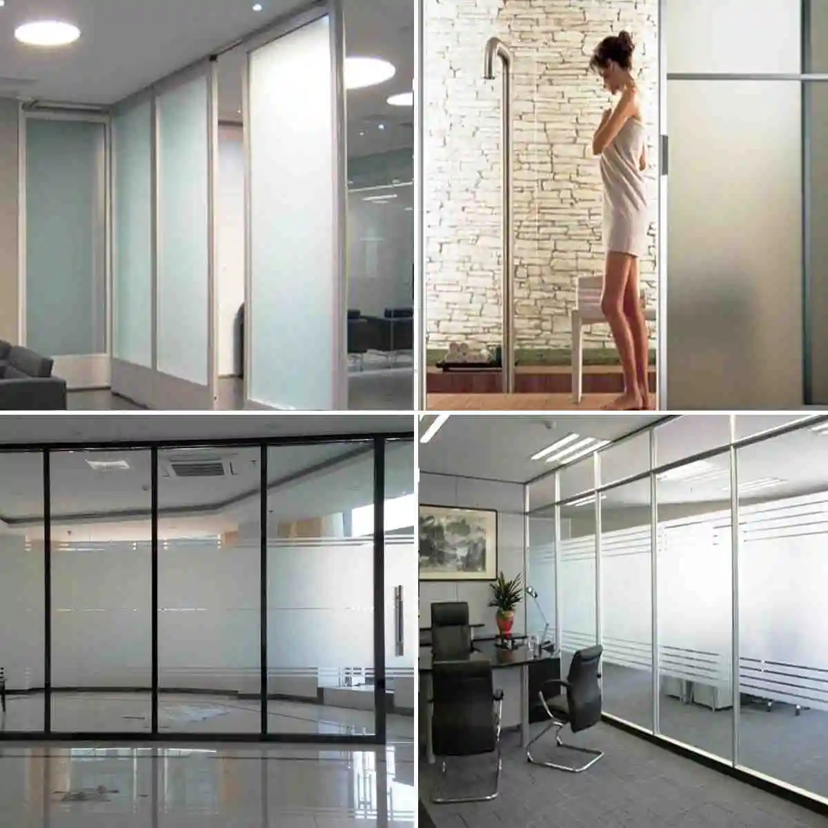 60x200cm Privacy Frosted Window Stickers Mayitr Tint Glass Self Adhesive Tinted Film Home Office Bedroom Bathroom Decal Decor
