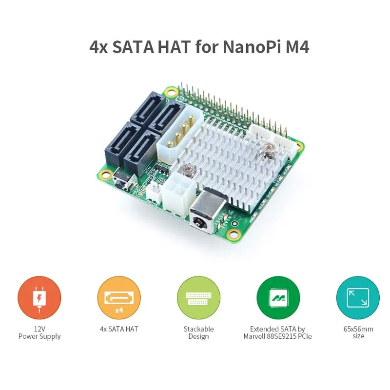 Nanopi M4 выделенная плата расширения PCIe Turn 4 порта SATA3.0, RK3399, Nas с открытым исходным кодом