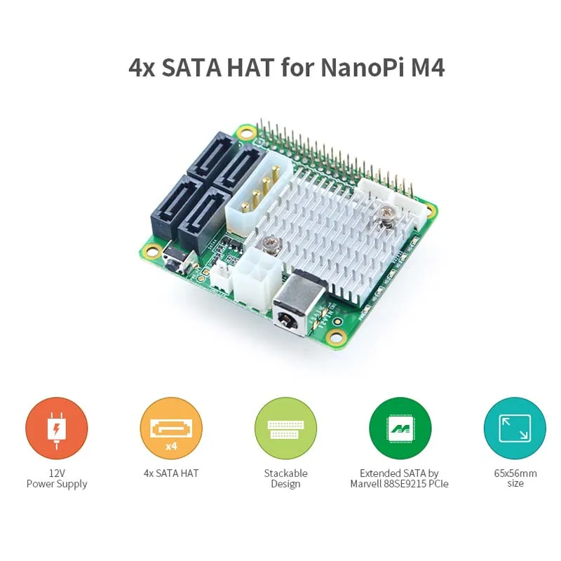 

Nanopi M4 Dedicated PCIe Turn 4 port SATA3.0, RK3399 Development expansion Board, open source Nas