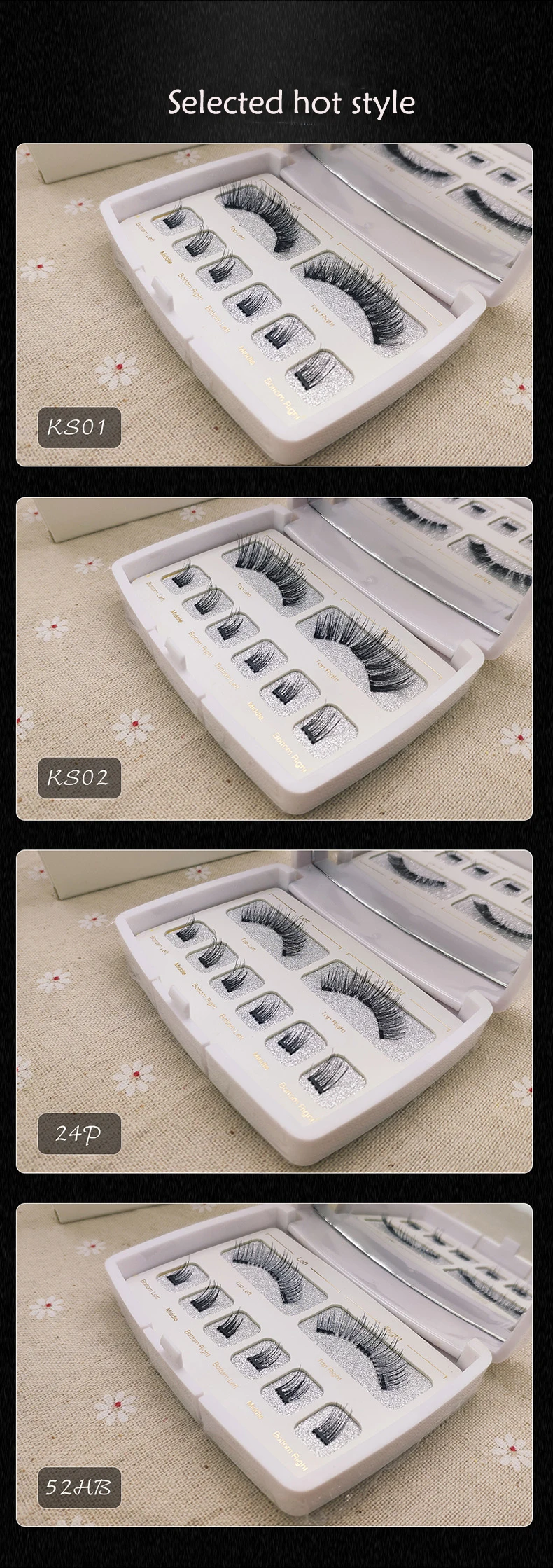 3D Магнитные накладные ресницы белые акриловые 6 шт маленькие кластеры магнитных ресниц неклеевые многоразовые ресницы макияж или черная коробка
