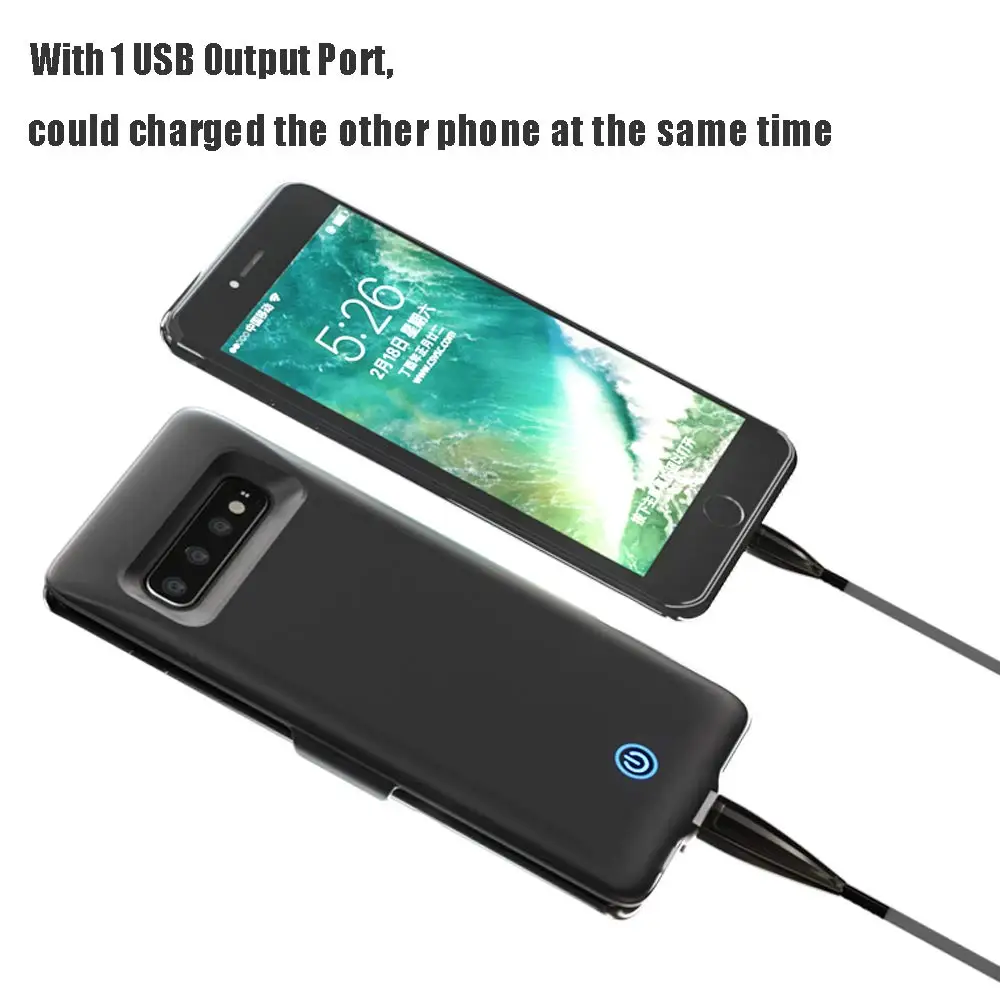Черный тонкий Дополнительный внешний аккумулятор Extpower 7000 мАч для Samsung Galaxy S10 Plus