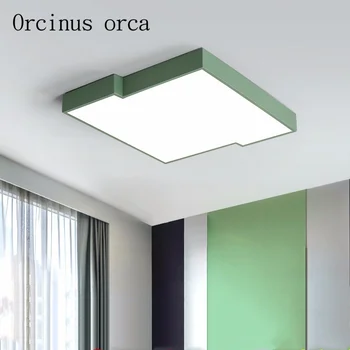 

Nordic modern simple rectangular ceiling lamp living room bedroom children's room color creation LED ceiling lamp free shipping