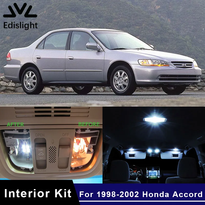 Us 11 53 42 Off Edislight 12pcs White Ice Blue Led Lamp Car Bulbs Interior Package Kit For 1998 2002 Honda Accord Map Dome Trunk Plate Light In