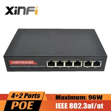 XINFI 4 коммутатор POE портов IEEE802.3af/at 4 Порты POE+ 2 Порты Uplink переключатель Мощность Over Ethernet endspan для ip-камеры AP 96 W