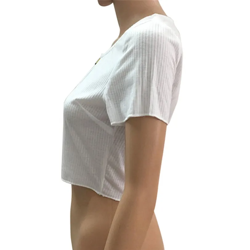 sexy bandage tshirt women 2018 fashion button t-shirt streetwear women crop top tee shirt femme manche courte wholesale noJE19 (9)