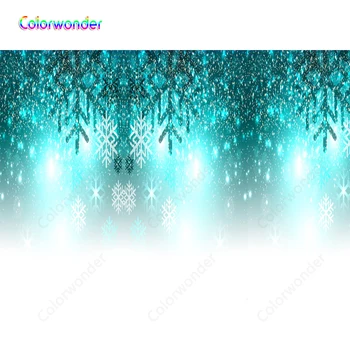 

Colorwonder Blue Photography Background Snowflake with Fluorescent Dots 7x5ft Ice World Backdrop for Christmas Day Party Prop