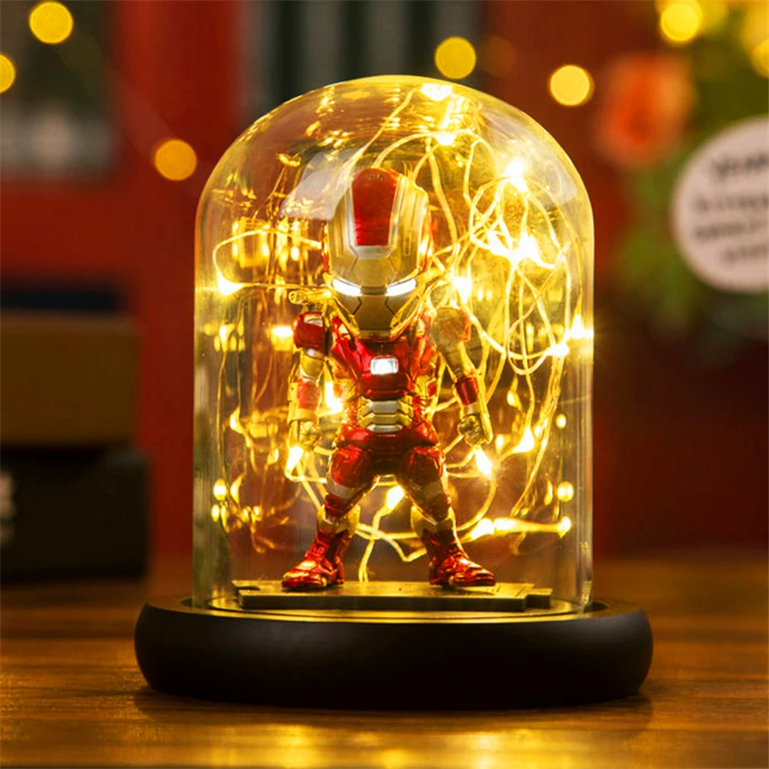 Светодиодный светильник в виде героя паука Marvel, супержелезный человек, Халк, Дэдпул, светодиодный светильник, ночник, многоцветный, Рождественский Декор, Детские Подарочные игрушки - Испускаемый цвет: Iron Man
