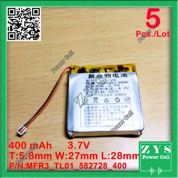 

5 pcs./Lot 582728 3.7V 400mah Lithium polymer Battery with Protection Board For PDA Tablet PCs Digital Products 3.7 V 400 mah